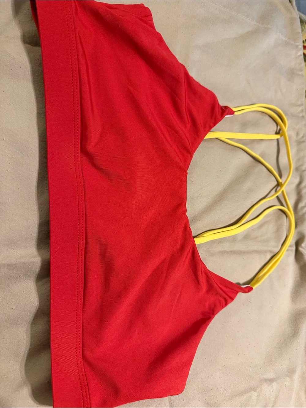 Red & Yellow Strappy Sports Bralette - Women Intimates